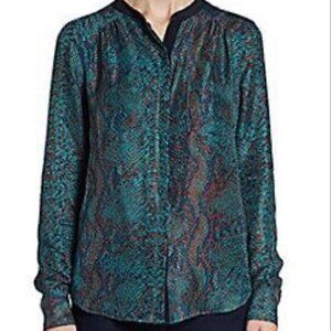 Rebecca Taylor Python Print Silk Button Down Top 8